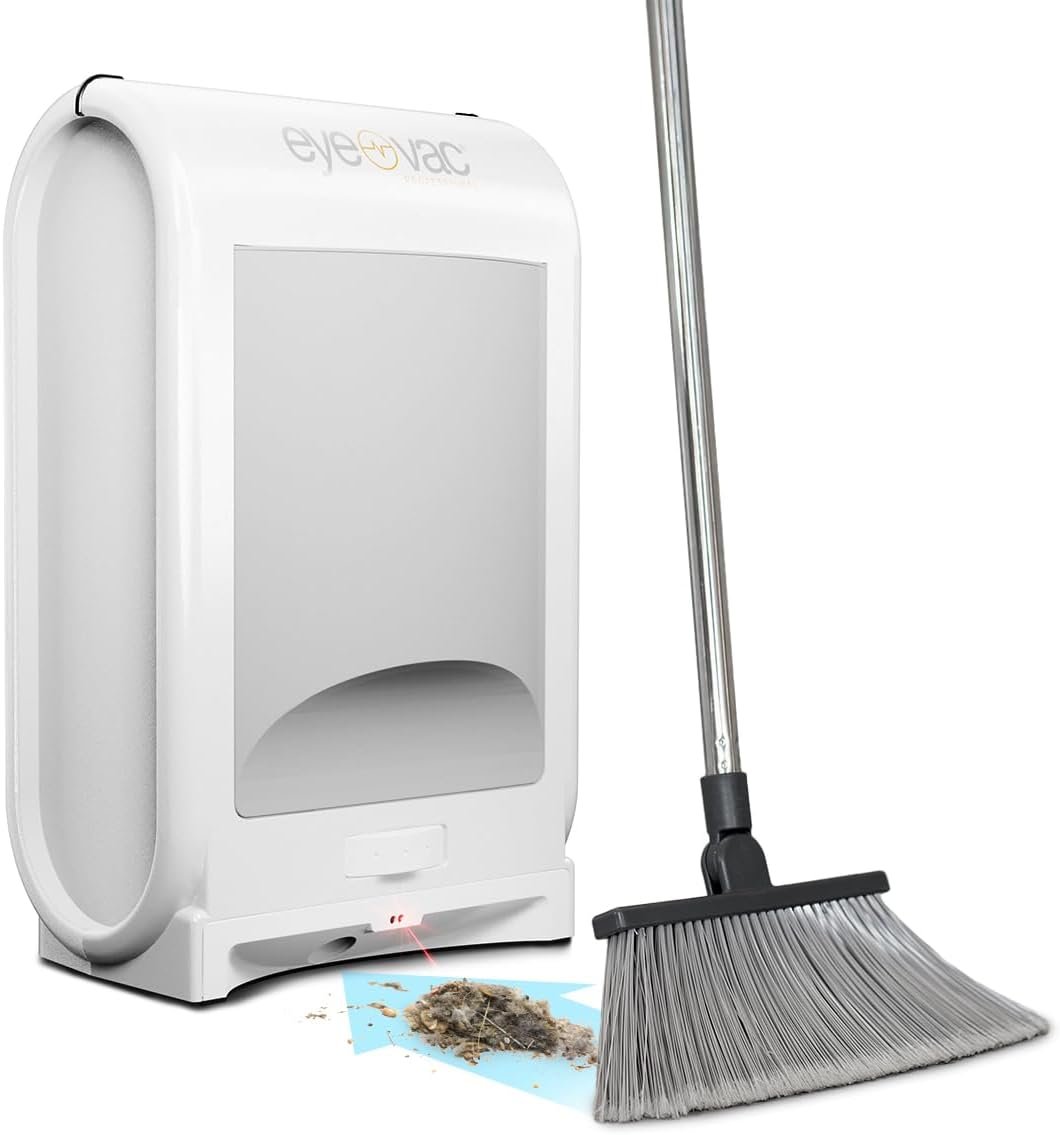 EyeVac Pro Touchless Vacuum – Automatic Dustpan, Ultra-Fast & Powerful 1400W Corded Canister Vacuum, Bagless, Sensor-Activated for Pet Hair, Food, Dirt, and Kitchen Use (White)