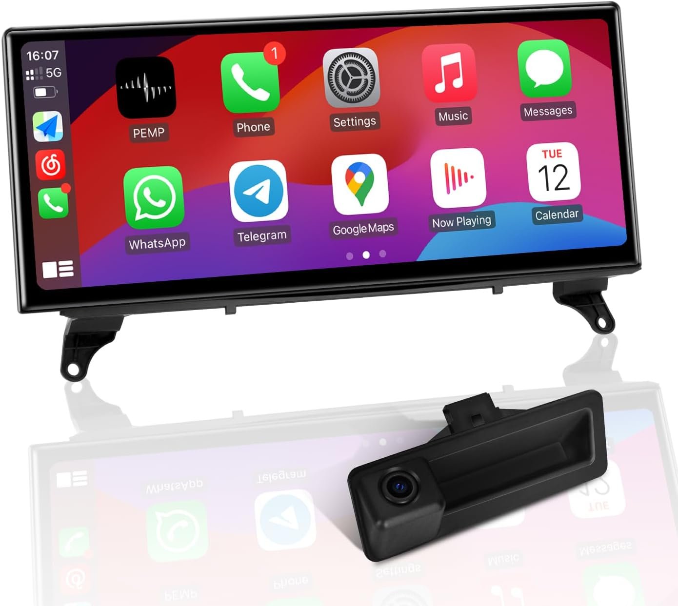 PEMP 12.3″ Ultra-Thin Touchscreen Car Player – BMW X5/X6 2010-2012 with CarPlay, Android Auto & 720P Reverse Camera