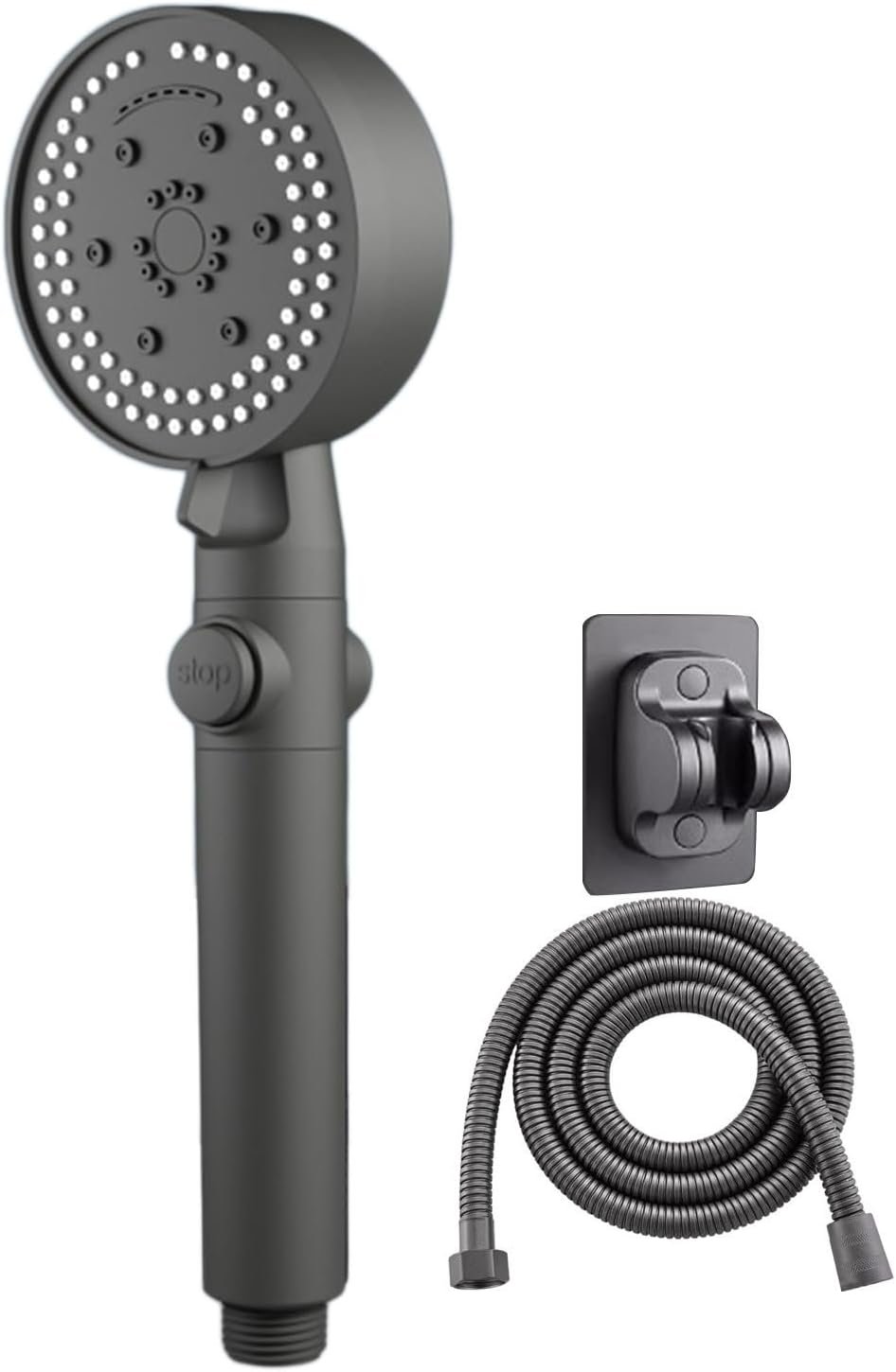 Handheld Shower Head with Hose & Wall Base – 8 Spray Modes, Stainless Steel, High Pressure, Easy Installation