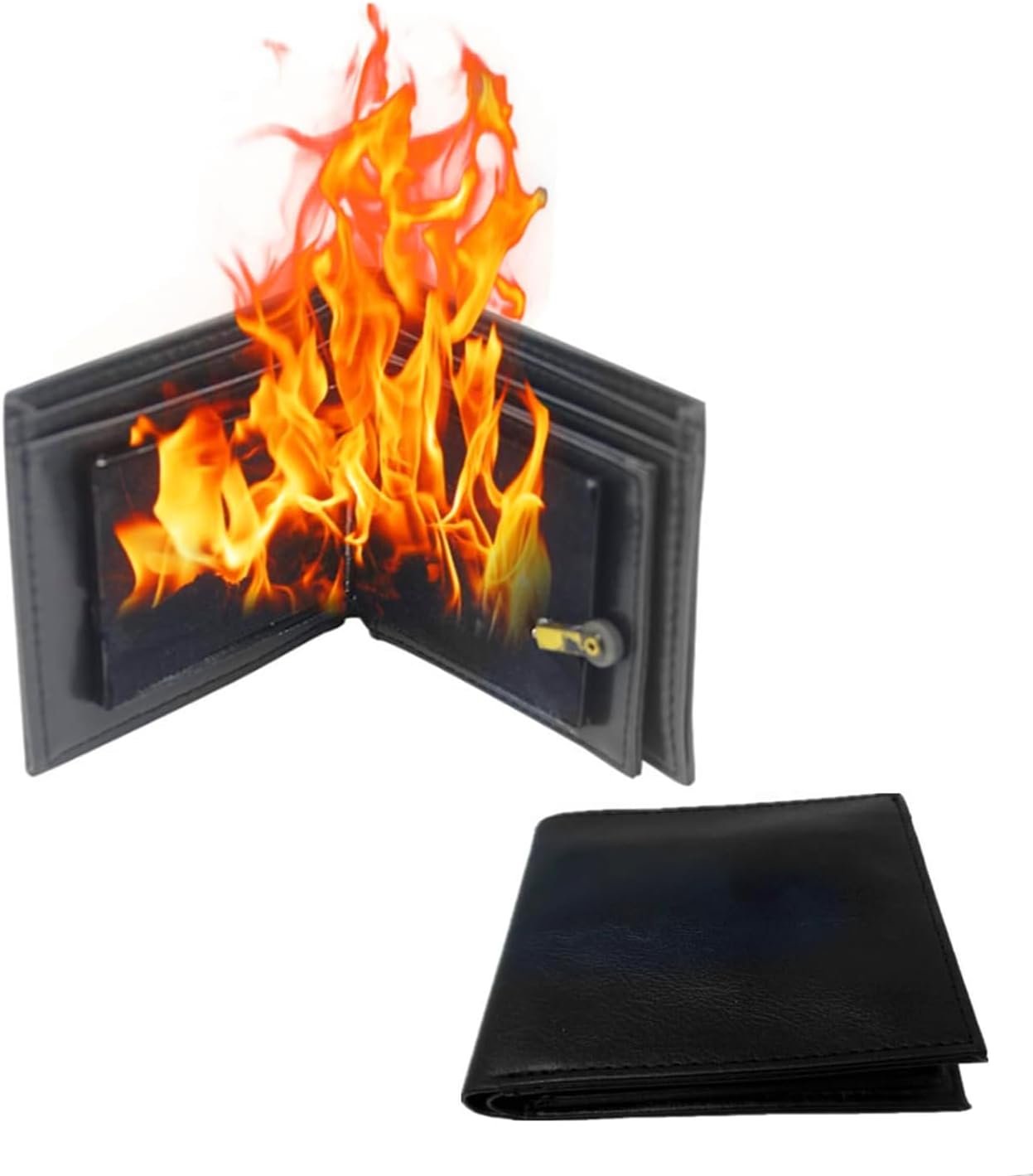 Magic Fire Flaming Wallet – Professional Magician Trick Leather Wallet for Street Magic & Pranks