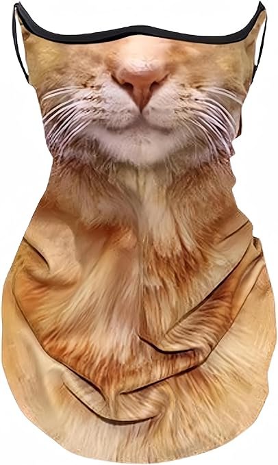 Cute Bandana Face Mask – 3D Animal Neck Gaiter with Ear-Hanging, Scarf for Skiing, Hiking, Riding, and Outdoor Sports