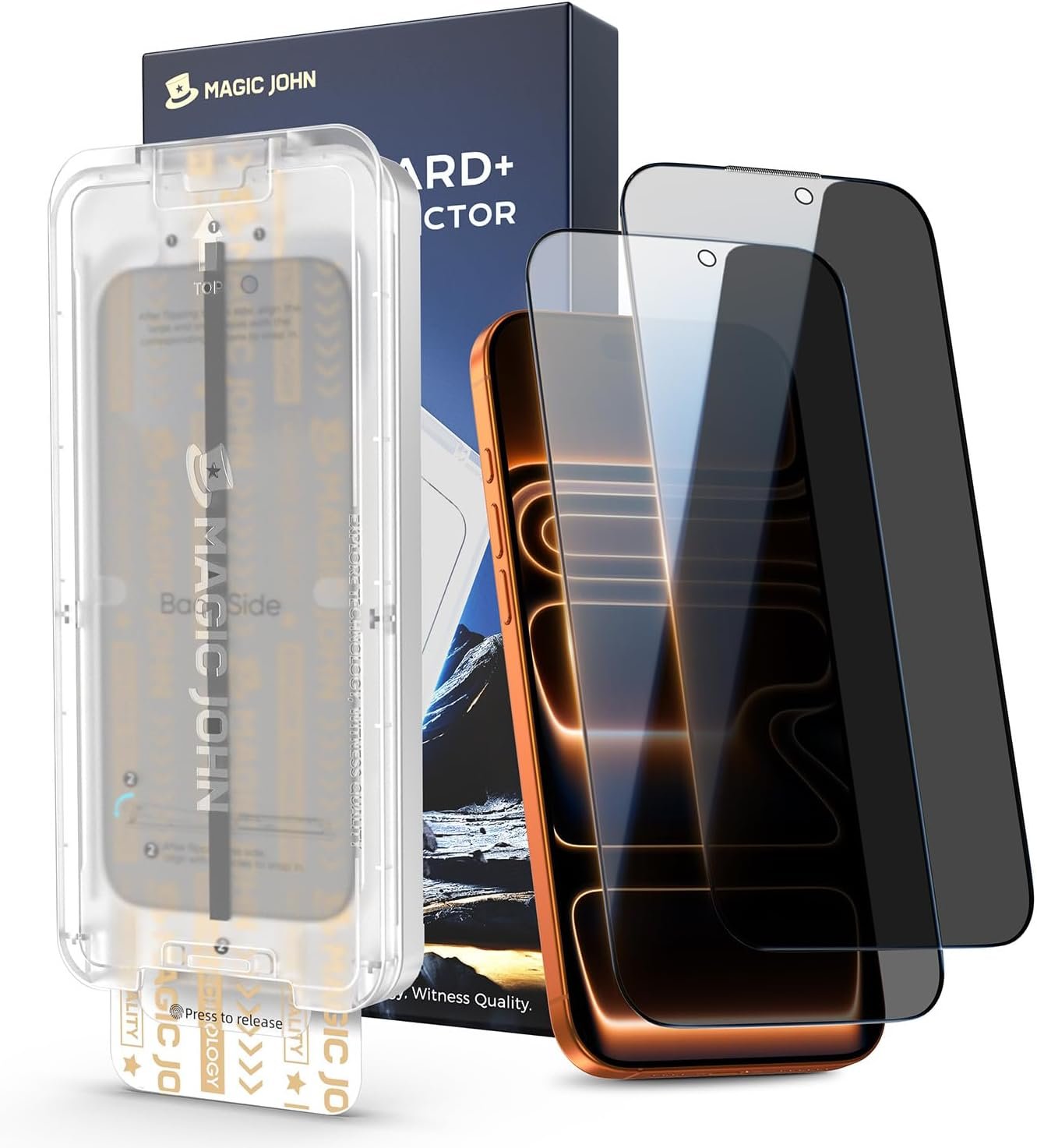 MAGIC JOHN 3rd Gen Privacy Screen Protector for iPhone 17 Pro Max – 6.9″ Anti-Spy Tempered Glass, Auto Dust-Removal Installation, Bubble-Free, Shock & Scratch Protection, 2 Pack