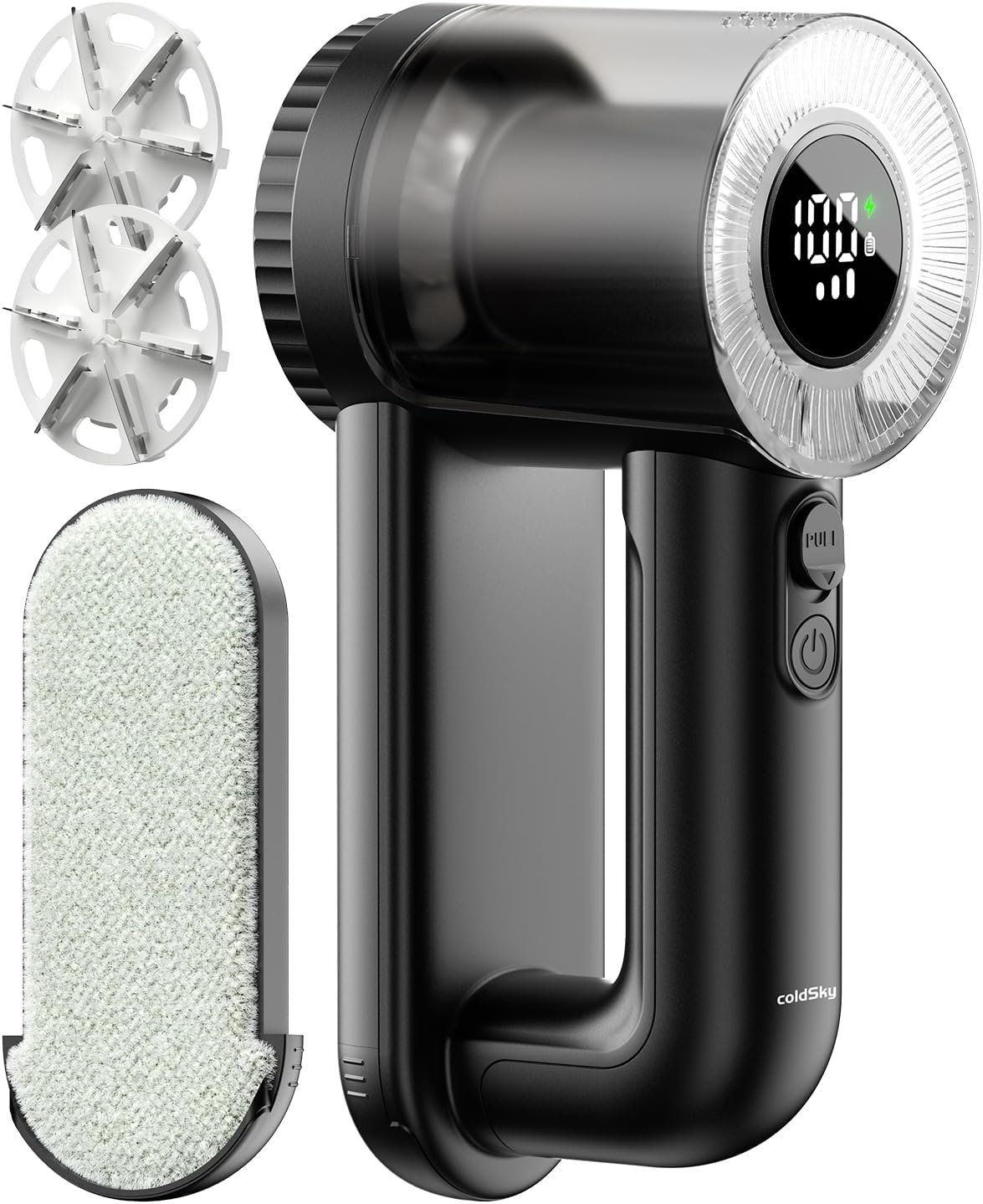 coldSky Fabric Shaver Rechargeable – 2-in-1 Electric Lint Remover & Sweater Defuzzer with 3-Speed LED Display for Clothes, Furniture, Couch – Removes Lint, Hairballs, Fuzz